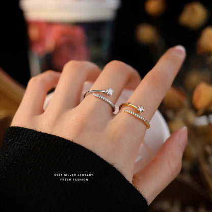 Sterling Silver Cubic Zirconia Star Open Ring
