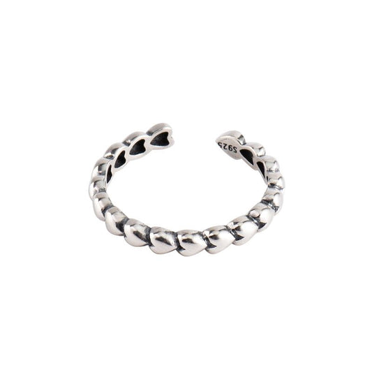 Vintage Hearts 925 Sterling Silver Adjustable Ring