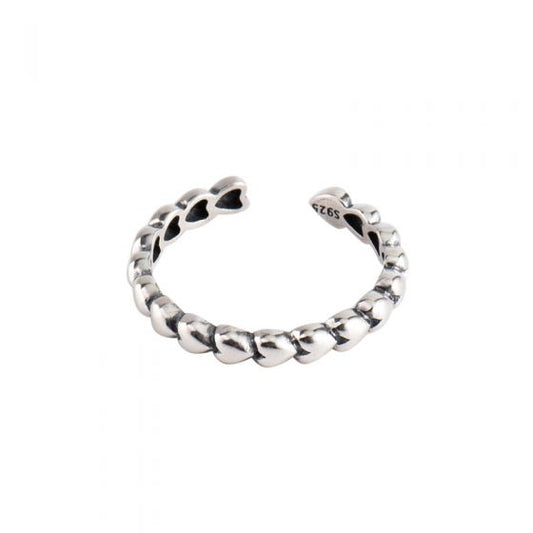 Vintage Hearts 925 Sterling Silver Adjustable Ring