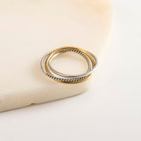 Vintage Three Circles Cross Sterling Silver Adjustable Ring