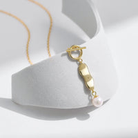 Gold Plated Sterling Silver Shell Pearl Necklace