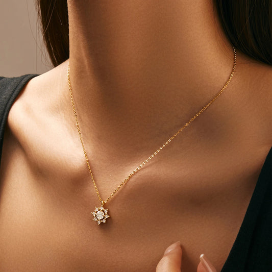 Sterling Silver Moissanite Snowflake Necklace