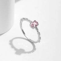 Sterling Silver Created Oval Rose Quartz Ring