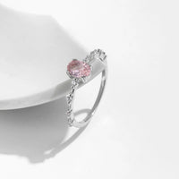 Sterling Silver Created Oval Rose Quartz Ring