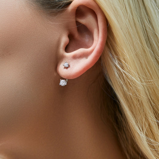 Sterling Silver Cubic Zirconia Front Back Earrings