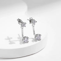 Sterling Silver Cubic Zirconia Front Back Earrings