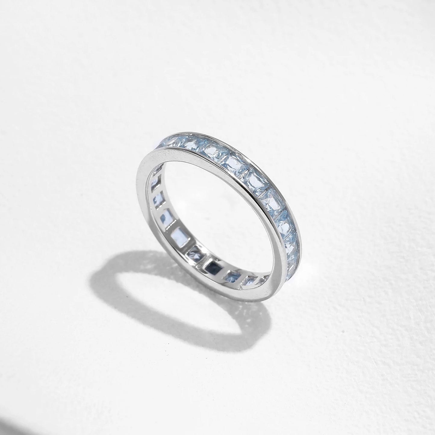 Sterling Silver Blue Princess Eternity Ring