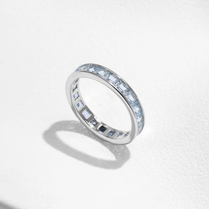 Sterling Silver Blue Princess Eternity Ring