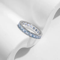 Sterling Silver Blue Princess Eternity Ring