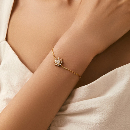 Gold Plated Snowflake Moissanite Bracelet