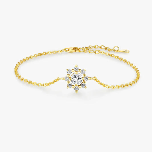 Gold Plated Snowflake Moissanite Bracelet
