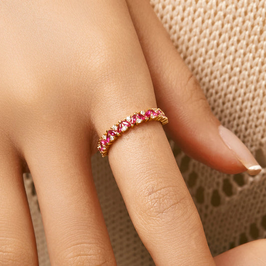 Gold Plated Sterling Silver Marquise Created Ruby Ring