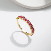 Gold Plated Sterling Silver Marquise Created Ruby Ring