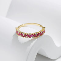 Gold Plated Sterling Silver Marquise Created Ruby Ring