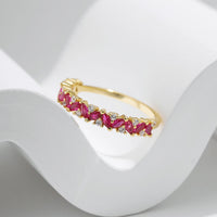 Gold Plated Sterling Silver Marquise Created Ruby Ring