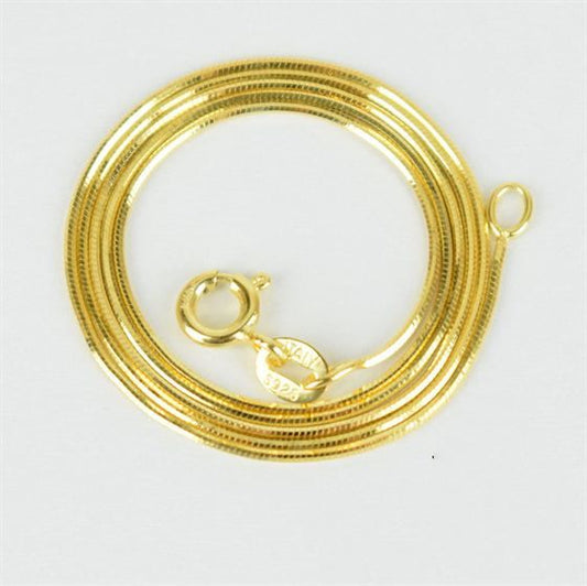 8-Sided Snake Chain Necklace in 18K Yellow Gold Plating on 925 Sterling Silver