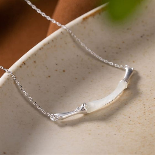 Natural Nephrite Bamboo Slub Necklace