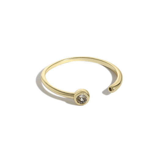 Round CZ Tube Adjustable Ring in 14K Gold-Plated 925 Sterling Silver