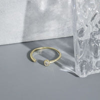 Round Crystal Tube Adjustable Ring in 14K Gold-Plated 925 Sterling Silver