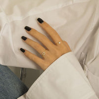Round Crystal Tube Adjustable Ring in 14K Gold-Plated 925 Sterling Silver