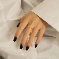 Round Crystal Tube Adjustable Ring in 14K Gold-Plated 925 Sterling Silver