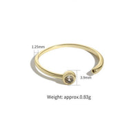 Round Crystal Tube Adjustable Ring in 14K Gold-Plated 925 Sterling Silver