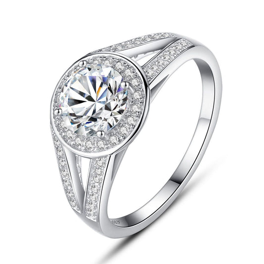 CZ Round Disc 925 Silver Ring