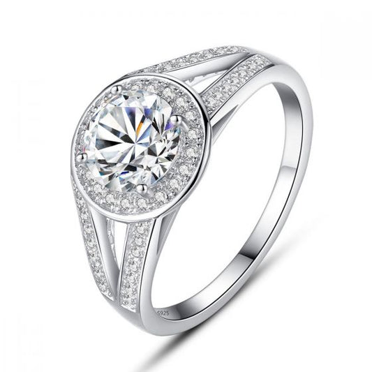 CZ Round Disc 925 Silver Ring