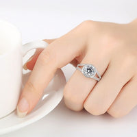 Crystal Round Disc 925 Silver Ring