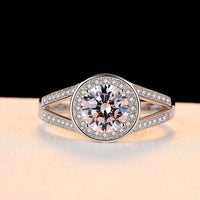 Crystal Round Disc 925 Silver Ring