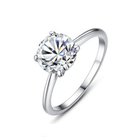 Simple Round Crystal 925 Sterling Silver Ring