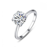 Simple Round Crystal 925 Sterling Silver Ring