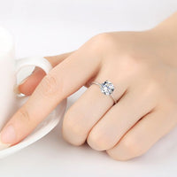 Simple Round Crystal 925 Sterling Silver Ring