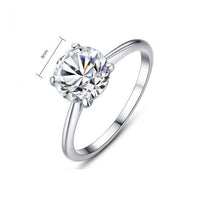Simple Round Crystal 925 Sterling Silver Ring