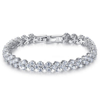 Sweet Glittering Crystal Sterling Silver Bracelet