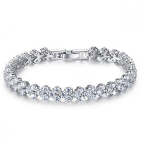 Sweet Glittering Crystal Sterling Silver Bracelet