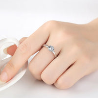 Simple Round Crystal 925 Sterling Silver Ring