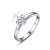 Simple Round Crystal 925 Sterling Silver Ring