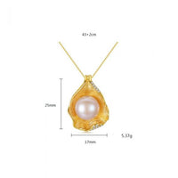 Round Freshwater Pearl in Crystal Shell 925 Silver Necklace