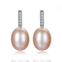 Oval Freshwater Pearl and Cubic Zirconia Drop Earrings