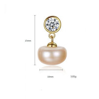 Half-Round Freshwater Pearl Crystal Sterling Silver Drop Earrings