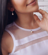 Freshwater Pearl Crystal Heart Dangle Earrings