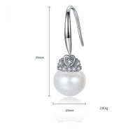 Freshwater Pearl Crystal Heart Dangle Earrings