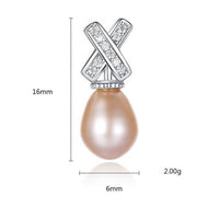 X Crystal Natural Pearl Dangling Earrings in 925 Silver