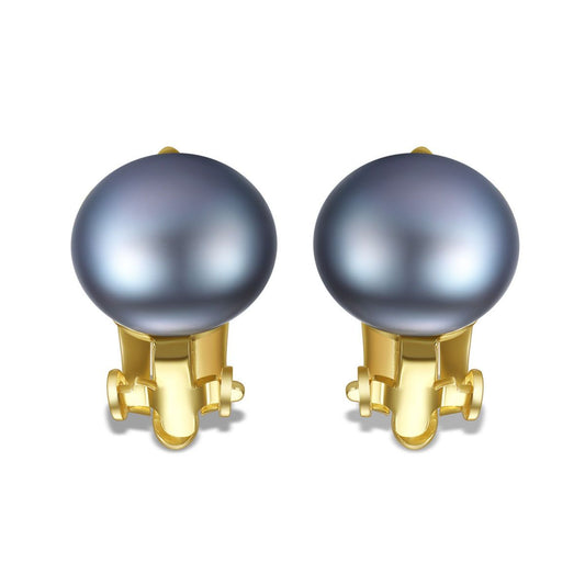 Half-Round Natural Pearl Silver Stud Earrings