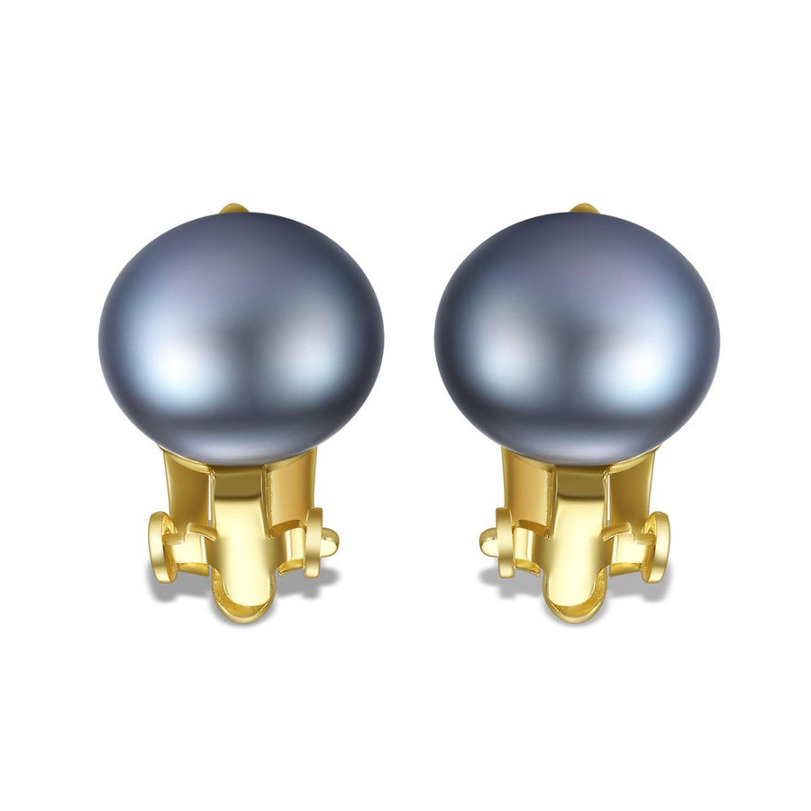 Half-Round Natural Pearl Silver Stud Earrings