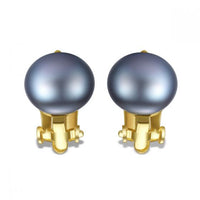 Half-Round Natural Pearl Silver Stud Earrings