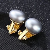 Half-Round Natural Pearl Silver Stud Earrings