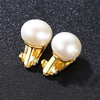Half-Round Natural Pearl Silver Stud Earrings