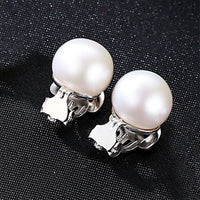 Half-Round Natural Pearl Silver Stud Earrings